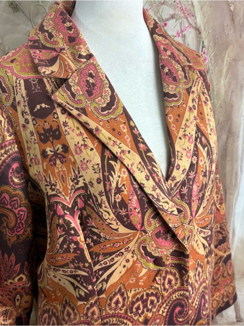 NEW Soft Surroundings Paisley coat in Rust, Plum & Olive - Picture 4 of 9